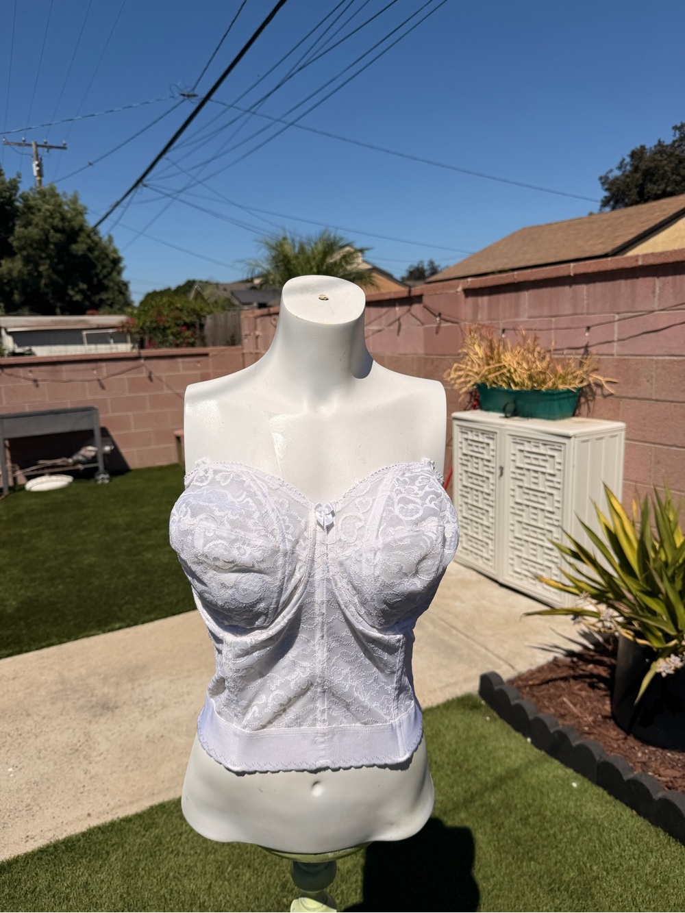 Goddess White Lace Longline Bandeau Bustier
